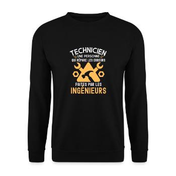 Humour technicien - Sweat-shirt Unisexe - noir - Devant - Alina (178cm) & Michal (187cm)