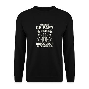 Ce papy est un bricoleur de génie 1 - Sweat-shirt Unisexe - noir - Devant - Alina (178cm) & Michal (187cm)