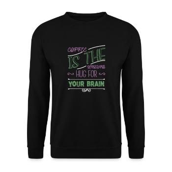 happy coffee sayings coffeebean funny sayings - Unisex Pullover - Schwarz - Vorne - Alina (178cm) & Michal (187cm)