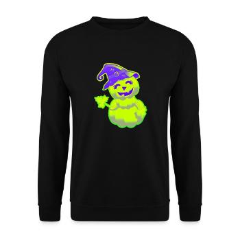 Cute Halloween Pumpkin - Green - Unisex Sweatshirt - black - Front - Alina (178cm) & Michal (187cm)