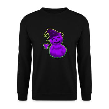 Niedlicher Halloween-Kürbis - Violett - Unisex Pullover - Schwarz - Vorne - Alina (178cm) & Michal (187cm)