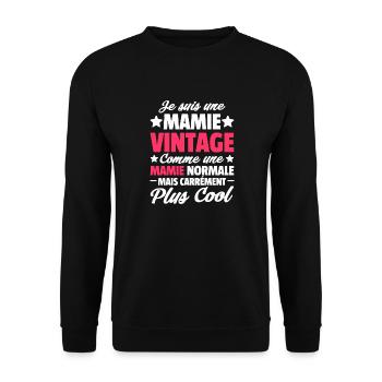 je suis une mamie vintage / humour grand-mère - Sweat-shirt Unisexe - noir - Devant - Alina (178cm) & Michal (187cm)