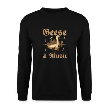 Gänse und Musiknoten Musiker Funny Goose Nature - Unisex Pullover - Schwarz - Vorne - Alina (178cm) & Michal (187cm)