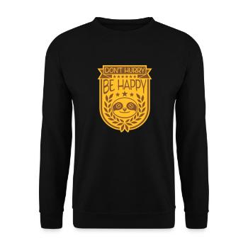 dont hurry be happy - Unisex Pullover - Schwarz - Vorne - Alina (178cm) & Michal (187cm)