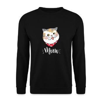 Mignon Kawaii drôle de chat disant miaulement - Sweat-shirt Unisexe - noir - Devant - Alina (178cm) & Michal (187cm)