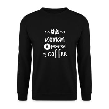 Mama mit Kaffee - Unisex Pullover - Schwarz - Vorne - Alina (178cm) & Michal (187cm)