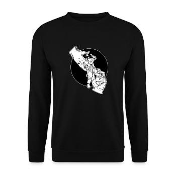 DAS Astronaut Nr 3 Weiss - Unisex Pullover - Schwarz - Vorne - Alina (178cm) & Michal (187cm)