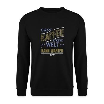 arbeitskollege kaffeebecher statement - Unisex Pullover - Schwarz - Vorne - Alina (178cm) & Michal (187cm)