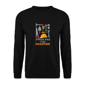 chantier de construction worker maçon - Sweat-shirt Unisexe - noir - Devant - Alina (178cm) & Michal (187cm)