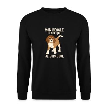 MON BEAGLE PENSE QUE JE SUIS COOL - Sweat-shirt Unisexe - noir - Devant - Alina (178cm) & Michal (187cm)