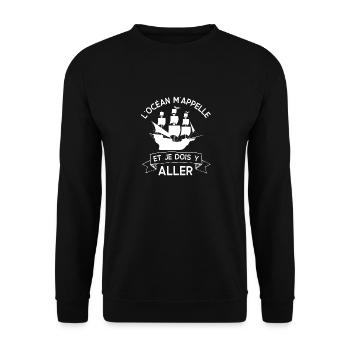 océan m appelle 2 - Sweat-shirt Unisexe - noir - Devant - Alina (178cm) & Michal (187cm)