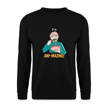 Je suis ANI-Mazing! Retro Anime & Ramen Lover Designs - Sweat-shirt Unisexe - noir - Devant - Alina (178cm) & Michal (187cm)