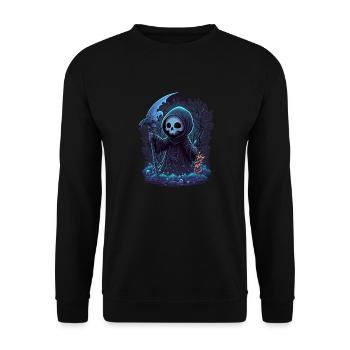 Cute Grim Reaper in Alternative Goth Style - Unisex Sweatshirt - black - Front - Alina (178cm) & Michal (187cm)