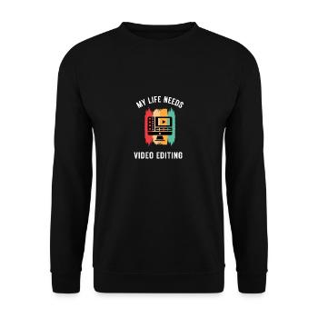 Geschenk für Cutter und Videobearbeitung - Unisex Pullover - Schwarz - Vorne - Alina (178cm) & Michal (187cm)