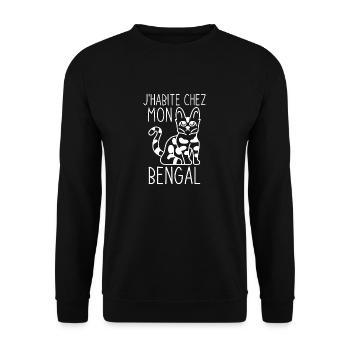 J'HABITE CHEZ MON CHAT BENGAL 2 - Sweat-shirt Unisexe - noir - Devant - Alina (178cm) & Michal (187cm)