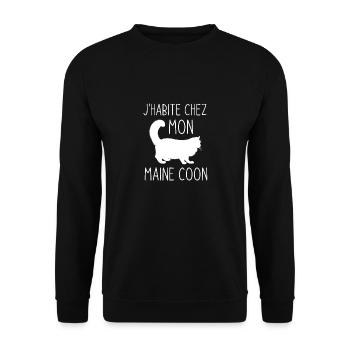 J'HABITE CHEZ MAINE COON 1 - Sweat-shirt Unisexe - noir - Devant - Alina (178cm) & Michal (187cm)