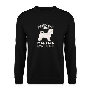 Chien maltais 2 - Sweat-shirt Unisexe - noir - Devant - Alina (178cm) & Michal (187cm)