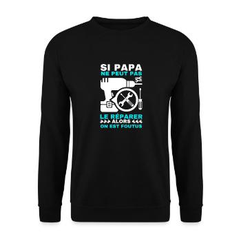 Papa repare - Sweat-shirt Unisexe - noir - Devant - Alina (178cm) & Michal (187cm)