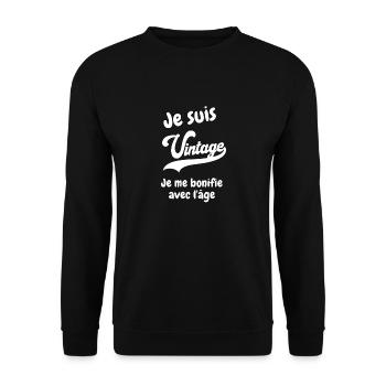Je suis vintage je le bonifie avec l âge - Sweat-shirt Unisexe - noir - Devant - Alina (178cm) & Michal (187cm)