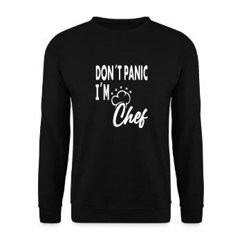 Don't panic, I'm a chef, cook, chef's hat, gift - Unisex Sweatshirt - black - Front - Alina (178cm) & Michal (187cm)