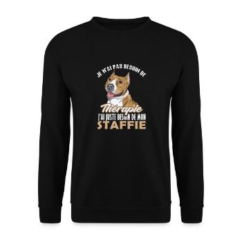 Pas besoin de thérapie juste mon staffie 1 - Sweat-shirt Unisexe - noir - Devant - Alina (178cm) & Michal (187cm)