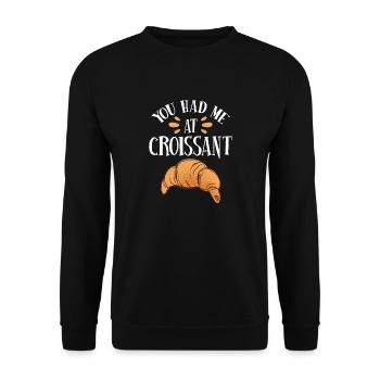 You had me at croissant - Unisex Pullover - Schwarz - Vorne - Alina (178cm) & Michal (187cm)