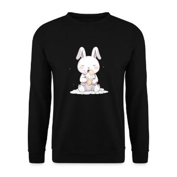 Gâterie estivale : Lapin avec crème glacée - Sweat-shirt Unisexe - noir - Devant - Alina (178cm) & Michal (187cm)
