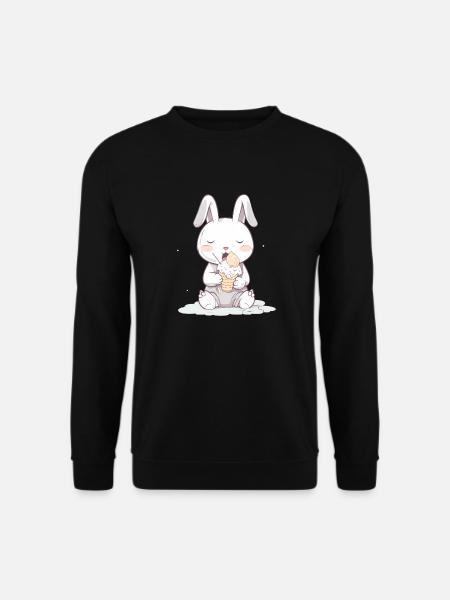 Summer indulgence: Rabbit with ice cream - Unisex Sweatshirt - black