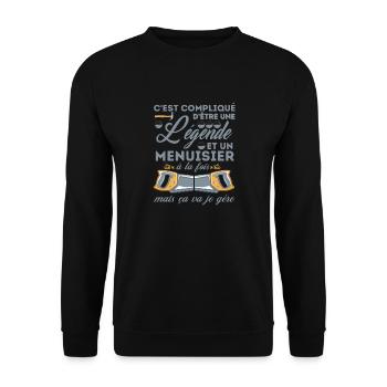 compliqué d être une légende et un menuisier 2 - Sweat-shirt Unisexe - noir - Devant - Alina (178cm) & Michal (187cm)