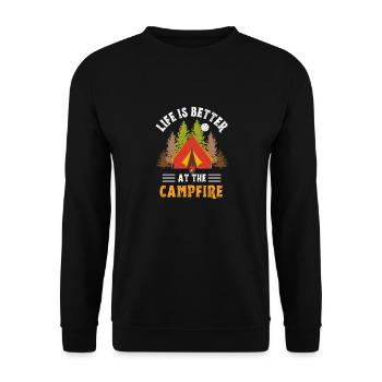 Life is better at the campfire - Unisex Sweatshirt - black - Front - Alina (178cm) & Michal (187cm)