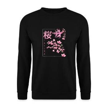 Sakura,Cherry Blossom,Dragon,Japan,Blossoms - Unisex Sweatshirt - black - Front - Alina (178cm) & Michal (187cm)