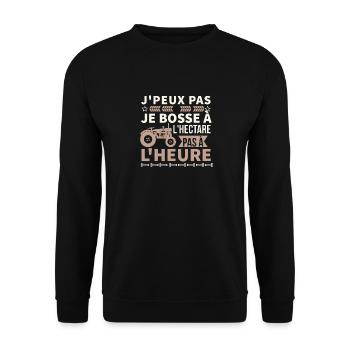 Agriculteur je bosse à l hectare pas à l heure - Sweat-shirt Unisexe - noir - Devant - Alina (178cm) & Michal (187cm)