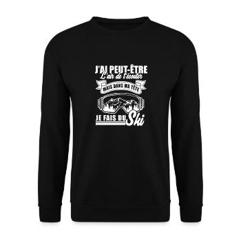dans ma tête je fais du ski 1 - Sweat-shirt Unisexe - noir - Devant - Alina (178cm) & Michal (187cm)