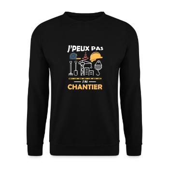 je peux pas j ai chantier 12 - Sweat-shirt Unisexe - noir - Devant - Alina (178cm) & Michal (187cm)