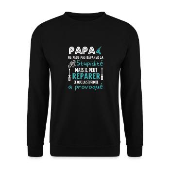 papa réparateur de génie - Sweat-shirt Unisexe - noir - Devant - Alina (178cm) & Michal (187cm)