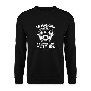 Mécanicien magicien de moteur - Sweat-shirt Unisexe - noir - Devant - Alina (178cm) & Michal (187cm)