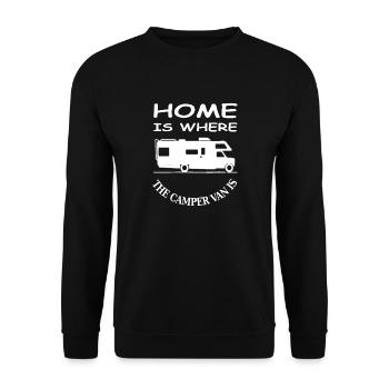 Camper Wohnmobil Wohnwagen Naturliebhaber Geschenk - Unisex Pullover - Schwarz - Vorne - Alina (178cm) & Michal (187cm)