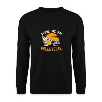 Humour pelleteuse construction chantier - Sweat-shirt Unisexe - noir - Devant - Alina (178cm) & Michal (187cm)