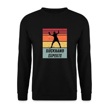 Rückhandexperte - Unisex Pullover - Schwarz - Vorne - Alina (178cm) & Michal (187cm)