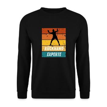 Rückhandexperte - Unisex Pullover - Schwarz - Vorne - Alina (178cm) & Michal (187cm)