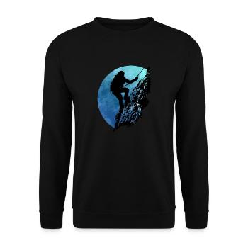 Mountaineer on mountain face (blue) - Unisex Sweatshirt - black - Front - Alina (178cm) & Michal (187cm)