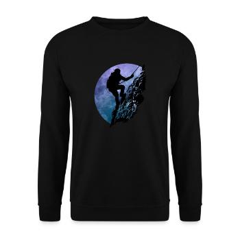 Mountaineer on mountain face (violet/blue) - Unisex Sweatshirt - black - Front - Alina (178cm) & Michal (187cm)