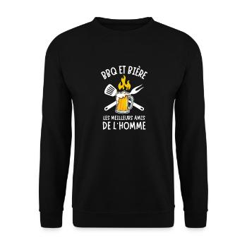 Barbecue et bière les meilleurs amis de l homme 2 - Sweat-shirt Unisexe - noir - Devant - Alina (178cm) & Michal (187cm)