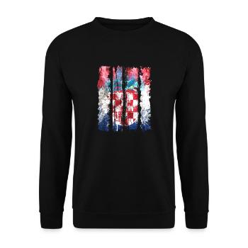 Kroatische Nationalflagge Emblem Kroatien Hrvatska hrv - Unisex Pullover - Schwarz - Vorne - Alina (178cm) & Michal (187cm)