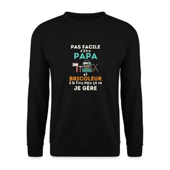 Pas facile d etre papa et bricoleur 2 - Sweat-shirt Unisexe - noir - Devant - Alina (178cm) & Michal (187cm)