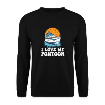 I Love My Pontoon Motorboat Owner Pontoon King - Unisex Pullover - Schwarz - Vorne - Alina (178cm) & Michal (187cm)