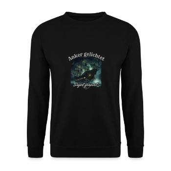 Anker gelichtet - Segel gesetzt - Unisex Pullover - Schwarz - Vorne - Alina (178cm) & Michal (187cm)