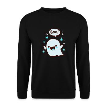 Spooky Cute Kawaii Ghost Design - Boo - Unisex Sweatshirt - black - Front - Alina (178cm) & Michal (187cm)