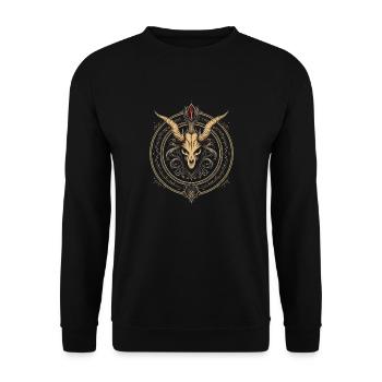 Dunkler Schädel, Okkultismus und Horror - Unisex Pullover - Schwarz - Vorne - Alina (178cm) & Michal (187cm)