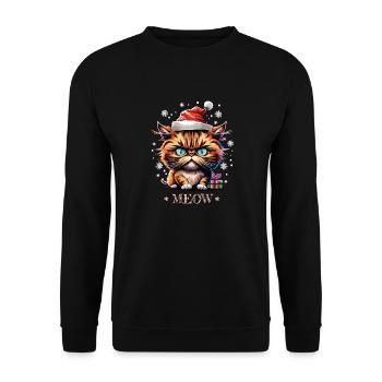 Weihnachtliches Miau-Kätzchen - Unisex Pullover - Schwarz - Vorne - Alina (178cm) & Michal (187cm)